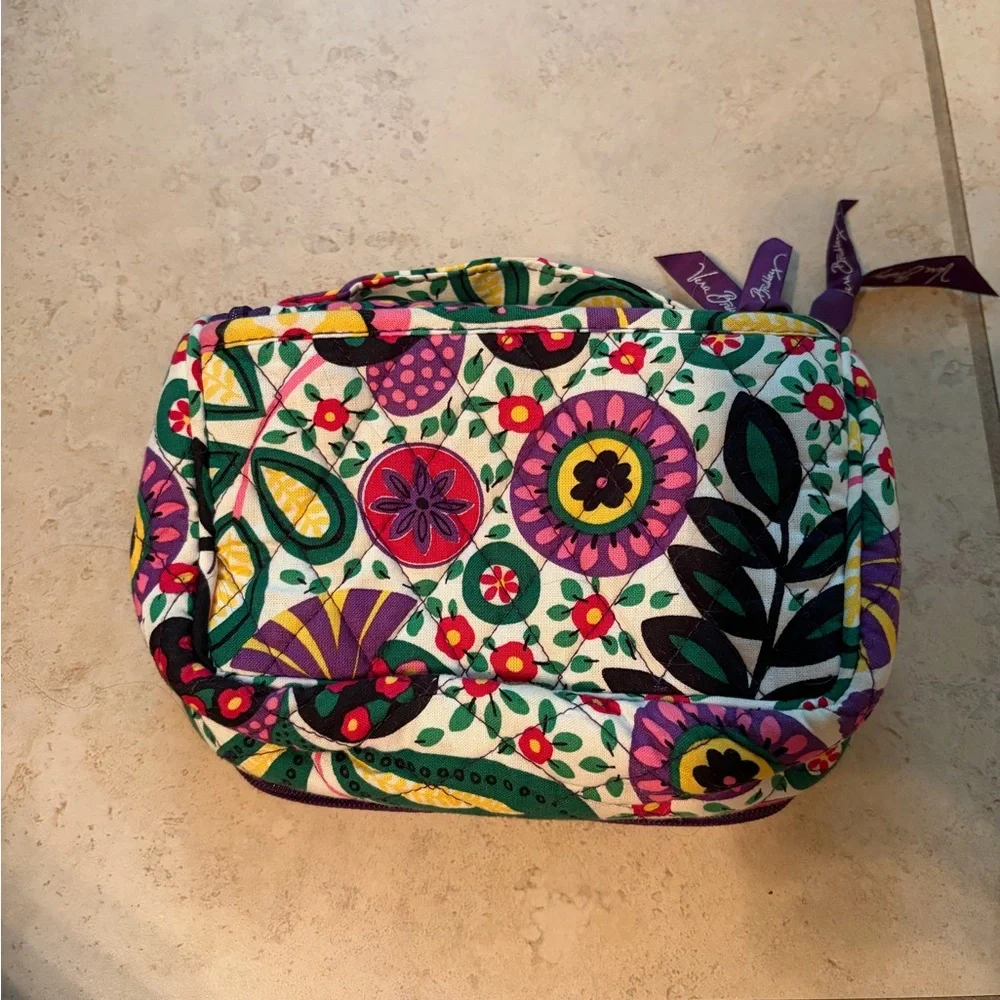 Vera Bradley Pink Purple Floral Quilted Cosmetic Case